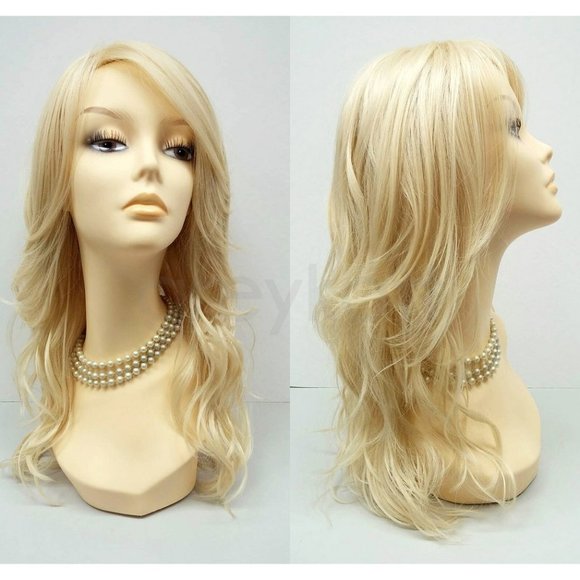 Blonde wavy heat resistant wigs main image 4